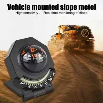 High Precision Navigation Car Mount Compass Ball 2-In-1 Foldable with Slope Meter Compass for Vehicle Boat Car Dashboard Compass чёрный