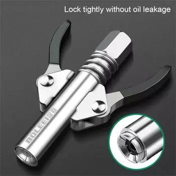 High-pressure Grease Gun Nozzle Manual Locking Clamp Type Self-locking Double Gear Injector Nipple Oil Filling Tool Car Supply