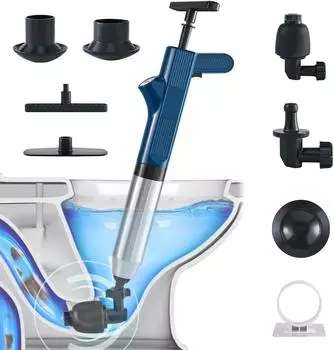 High Pressure Pneumatic Unclogging Pool Sewer Cleaner Air Pressure One Shot Unblock Toilet Kitchen Pipeline Dredging Artifact чёрный