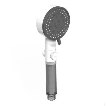 Душевая головка высокого давления с кнопкой остановки подачи воды, несколько режимов распыления, мощный, портативный, ручной чёрный