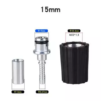 High Pressure Washer Hose Insert Fittings Car Washer Hose Fittings Twist Connector D14 D15mm Ring Nut M22 M14 Fitting Connector