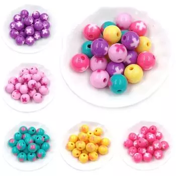 High quality 10pcs Creative Double Sided Cross Acrylic 12mm Fashion Bracelet Necklace Loose Beads Handmade Decorative Material Round фиолетовый