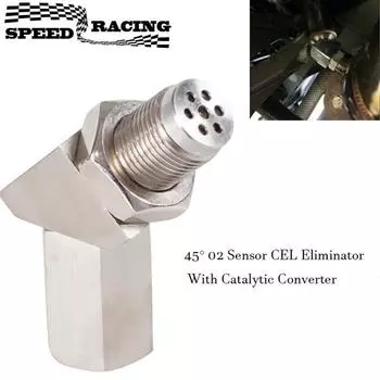 Высококачественный адаптер датчика кислорода O2 45 градусов, алюминиевый удлинитель, распорка CEL Eliminator с каталитическим нейтрализатором P0420 P0430 серебряный