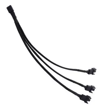 High Quality 4 Pin PWM Fan Cable 1 To 3 Ways 1PC Splitter Black Sleeved 27cm Length Extension Cable Connector чёрный