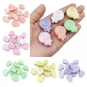 High quality 5Pcs DIY UV Dazzle Material Jewelry Accessories Bracelet Making Lollipop Loose Beads Fashion Necklace жёлтый