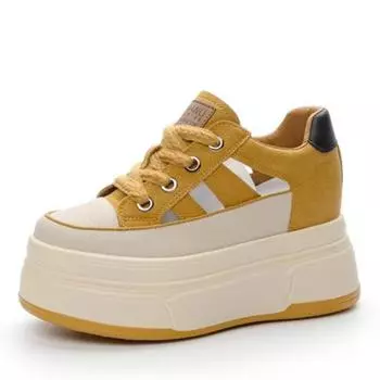 High quality 9cm Genuine Leathe Slippers Lace Up Hollow Peep Toe Casual Sandals Platform Wedge Ladies Women Summer Slides Shoes 33 жёлтый