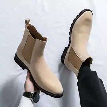 High Quality and Comfortable Chelsea Boots for Men in Autumn and Winter Fashionable Brand Pointed Men s Breathable Short Boots 38 бежевый