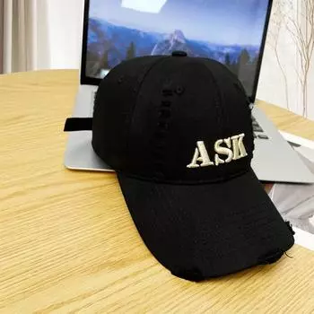 High quality ASK washed hole baseball cap children four seasons wide brim versatile big head circumference cap men