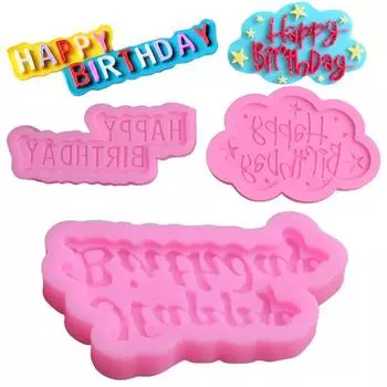High Quality Baking Tools Silicone Happy Birthday Mold Cake Decoration Tools Fondant Mold Cupcake Mold Chocolate 1PC Letter 3