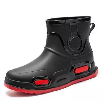 High Quality Black Red Low-Top Rain Boots for Men Women Fashionable Outdoor Waterproof Boot with Round Toe-for Autumn 40 чёрный