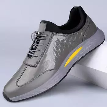 High Quality Brand Men s Genuine Leather Casual Shoes Thick Soled Sports Shoes Outdoor Hiking Shoes Men s Work Shoes 37 чёрный