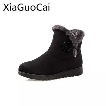 High Quality Brand Women s Winter Snow Boots Large Size Rubber Warm Short Plush Snow Boots Cotton Boots 5 чёрный