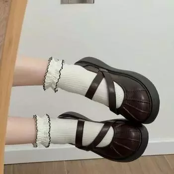 Высококачественные женские туфли на высоком каблуке с пряжкой и ремешком, модные туфли-лодочки на плоской подошве, женские новые туфли на платформе с круглым носком 35 чёрный