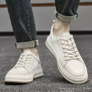 High quality casual sneakers Stylish Lace-Up Men Board shoes Trendy and versatile Men Adult comfort Outdoor Strolling Shoes 38 белый