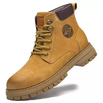 Высококачественные классические ботинки на шнуровке средней высоты, повседневные мотоциклетные ботинки, теплые износостойкие рабочие ботинки для улицы, короткие мужские ботинки 37