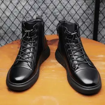 High Quality Designer Vintage Casual Leather Boots Outdoor Walking Business Tooling Boots Lace Up Fashion Comfy Motorcycle Boots 38