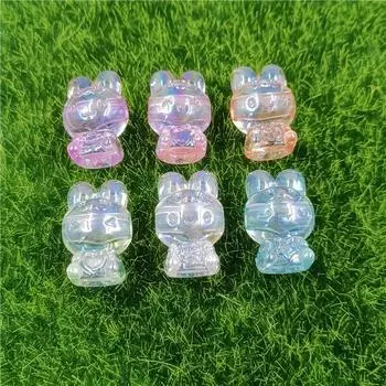High quality DIY Fashion Handmade Materials Jewelry Accessories Rabbit Loose Beads UV Plated Dazzle Pendant Transparent Bracelet Necklace 5pcs фиолетовый