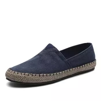 High Quality Espadrilles Footwear Men s Flat Canvas Shoes Hemp Lazy Flats for Men Moccasins Male Loafers Driving Shoes New 2024 39 чёрный