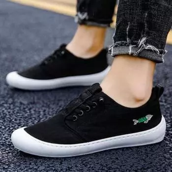 High Quality Fashion Mens Casual Shoes Round Toe Lightweight Mens Casual Sneakers Rubber Shallow Male Flat Shoes 7 чёрный