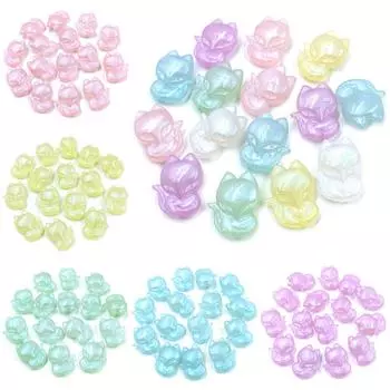 High quality Fashion Pearlescent 5Pcs DIY Jewelry Accessories Pendant Charms 20*25mm Vertical Hole Animal Handmade Material Creative Foxes Beads разноцветный