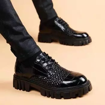 High Quality Fashion Round Toe Men s Leather Shoes Black Male Casual Shoe Social Pu Cowhide Classic Original Elegant Comfortable 39