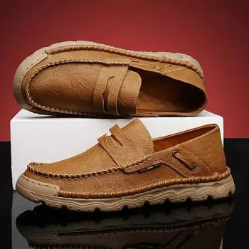 High Quality Flat Designer Loafers Men Thick-soled Wedding Shoes Black Formal Business Shoe New Comfy Genuine Leather Lazy Shoes 38 чёрный