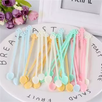 High Quality Fruit Drinking Stir Tools Long Plastic Coffee Spoon Bar Candy Color