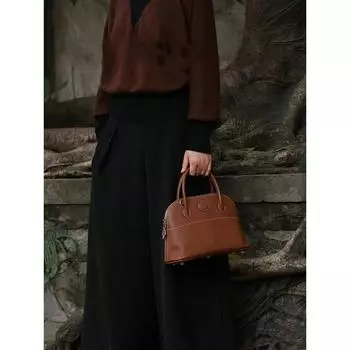 High Quality Fubaoma Saddle Leather Bolide Shell Bag Bowling Leather Hand-held Shoulder Slanted Bag For Women 27-10-20cm