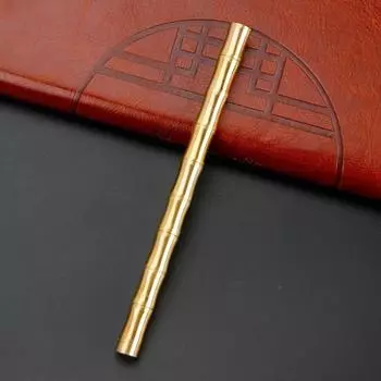 High Quality Full Metal Slub Brass Pen Business Men Signature Writing Gift Bamboo Ballpoint School Supplies Office Accessories Glossy-Gold