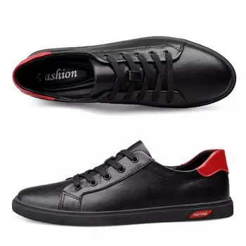 High Quality Genuine Leather Man Shoes Luxury Sneakers Men Spring & Autumn Fashion Shoes Men Brand Design Footwear Casual Shoes 37 чёрный