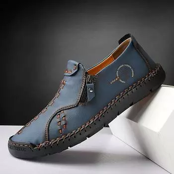 High Quality Genuine Leather Men Shoes Set Foot Casual Slip on Men Loafers Men Flats Moccasins Shoes Plus Size Handmade Shoes 38 чёрный