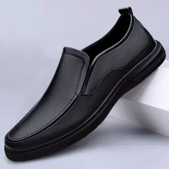 High Quality Genuine Leather Mens Footwear Slip on Man Business Shoes Breath Driving Flats Comfy Moccasins Luxury Brand Loafers 37 чёрный