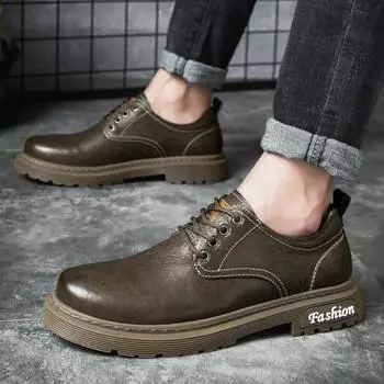 High quality handmade 100% Genuine leather casual shoes Men s Combat shoes motorcycle shoes outdoor travel walking shoes for man 37 чёрный