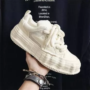 High Quality Hot Sale Men Casual Shoes Chunky Sneakers Anti-slip Skateboard Shoes Spring Autumn Platform Sneakers Designer Shoes 39 бежевый
