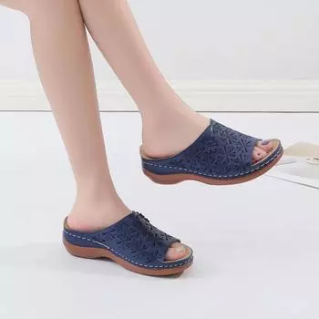 High Quality Ladies Shoes Peep Toe Women s Slippers Fashion Plus Size Casual Slippers Women Summer Floral Wedge Slippers 36