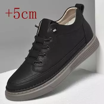 High Quality Leather Shoes Height Increase of 5cm Inside Outdoor Casual Hiking Short Boots Winter Sports Work Elevator Shoes 37 бежевый