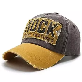 High Quality Letter ROCK Embroidery Cotton Baseball Cap For Men Women Gorras Snapback Outdoor Sport Sun Hat Adjustable жёлтый