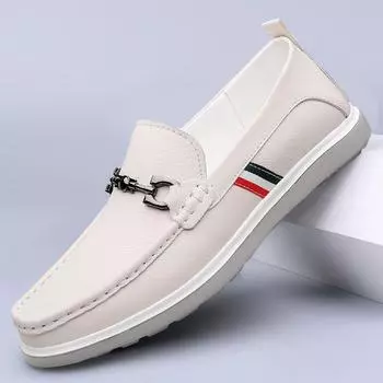 High Quality Loafers Men Casual Genuine Leather Shoe Slip on Summer Driving Flats Fashion Trendy Luxury Designer Brand Moccasins 38 чёрный