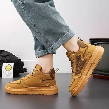 High Quality Luxury Men Shoes 2024 Autumn New Sports Platform Casual Shoes Men Fashion Khaki Casual Sneakers Zapatillas Hombre 39 хаки