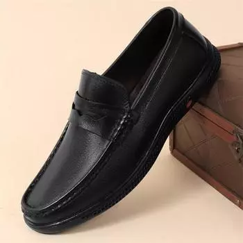 High Quality Men Loafers Luxury Brand Slip on Shoes Man Moccasins Luxe Flats Casual Genuine Leather Breathable New Men s Shoes 38 чёрный