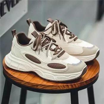 High Quality Men Mesh Sneakers Thick Bottom Sports Shoe Lace-up Mans Outdoor Hard-wearing Casual Shoes Breathable Four Seasons 39
