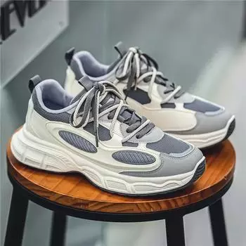 High Quality Men Mesh Sneakers Thick Bottom Sports Shoe Lace-up Mans Outdoor Hard-wearing Casual Shoes Breathable Four Seasons 39