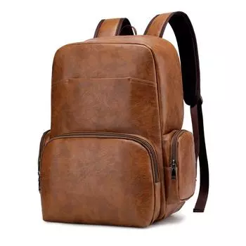 Высококачественный мужской рюкзак из искусственной кожи для подростков, дорожный рюкзак, школьная сумка, мужская деловая сумка для ноутбука чёрный