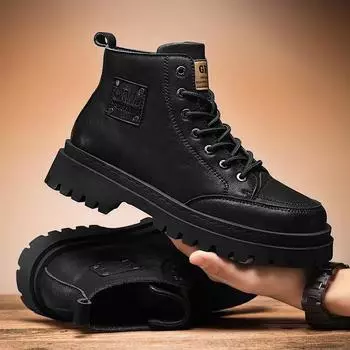 High Quality Men s Boots Platform Hiking Luxury British Style Leather Boots for Men Waterproof Lace-up Boot Casual Outdoor Shoes 39 коричневый
