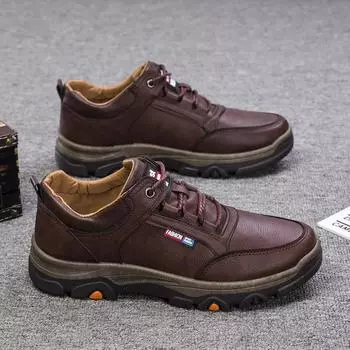 Высококачественные мужские повседневные деловые кожаные туфли для мужчин, для занятий спортом на открытом воздухе, для альпинизма, для пап среднего возраста, повседневная обувь 39 чёрный