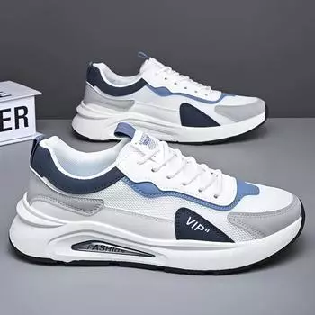 High Quality Men s casual shoes New PU Leather Soft Men Flat Shoes All-Match Mesh Lightweight Breathable Fashion Male Sneakers 39 белый