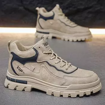 Высококачественные мужские повседневные кроссовки, высокие мужские ботильоны, модные черные туфли на платформе для мужчин 2024 года, спортивная обувь на шнуровке 39 чёрный