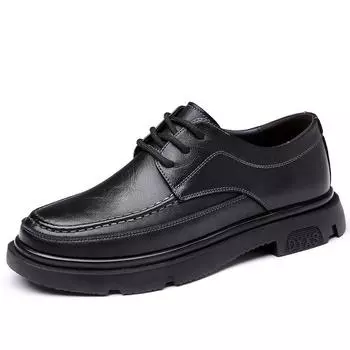 High Quality Men s Genuine Leather Shoes Thick Bottom Work Dress Shoes Men s Conference Business Shoes Interview Dress Shoes 38 чёрный