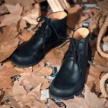 High Quality Men s Knight Boot Black Classic Ankle Boots Men s Handmade Cowhide Shoes Retro Wedge Motorcycle Boots for Men 47 чёрный