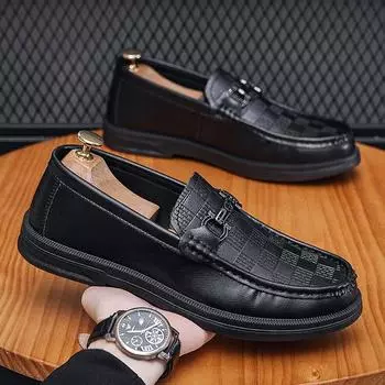 High quality men s new spring and autumn trend British versatile casual leather shoes non slip men s business luxury work shoes 39